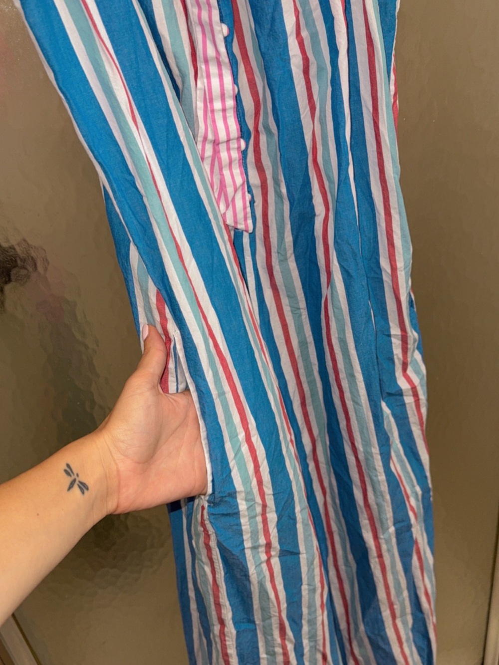 Pinstripe Bow Wide-Leg Jumpsuit Anthropologie XS - Picture 9 of 9